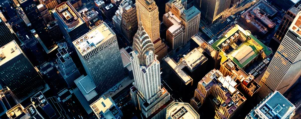 Deurstickers Manhattan Luchtfoto van de wolkenkrabbers van Midtown Manhattan New York City