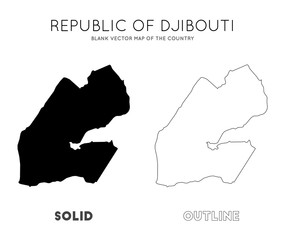Djibouti map. Blank vector map of the Country. Borders of Djibouti for your infographic. Vector illustration.