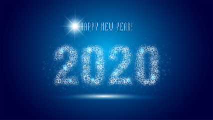 Happy New Year 2020, Blockchain technology business concept. for greetings card, flyers, invitation, posters, brochure, banners, calendar.