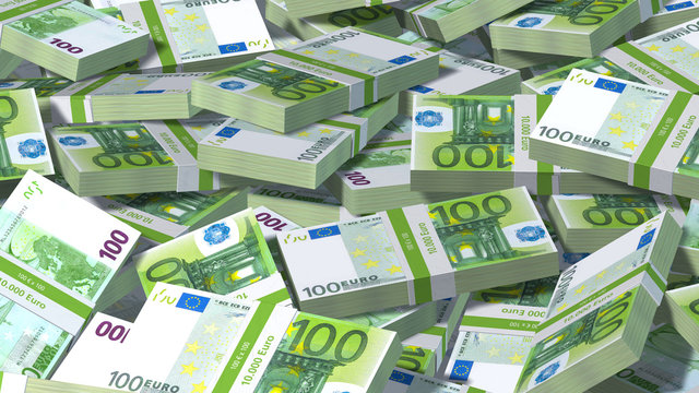 Money treasure, mountain of 100 Euro banknotes