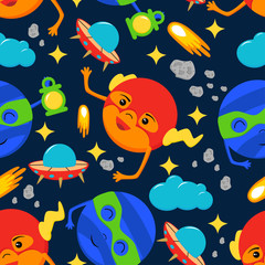 seamless pattern with planets - vector illustration, eps
