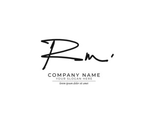 R M RM Initial handwriting logo design. Beautyful design handwritten logo for fashion, team, wedding, luxury logo.