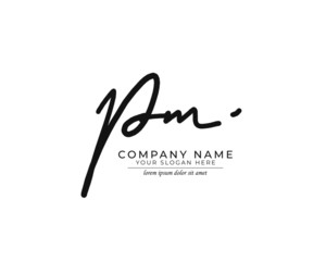 P M PM Initial handwriting logo design. Beautyful design handwritten logo for fashion, team, wedding, luxury logo.