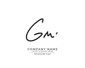 G M GM Initial handwriting logo design. Beautyful design handwritten logo for fashion, team, wedding, luxury logo.