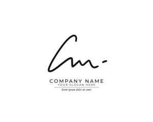 C M CM Initial handwriting logo design. Beautyful design handwritten logo for fashion, team, wedding, luxury logo.