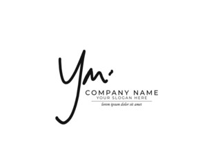 Y M YM Initial handwriting logo design. Beautyful design handwritten logo for fashion, team, wedding, luxury logo.