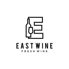 The Wine drink with initial E logo design template Vector illustration 