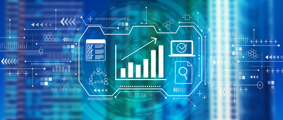 Marketing concept with downtown San Francisco skyline buildings