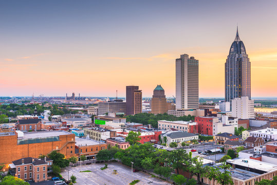 Mobile, Alabama, USA downtown skyline.