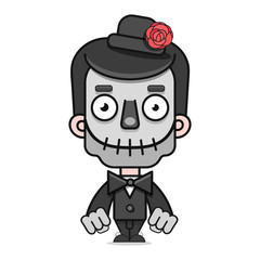 Mexican Day Of The Dead , Painted The Face Of A Smiling Skull With A Rose. Vector