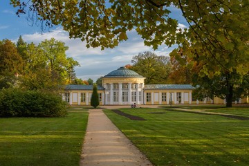 Colonnade of mineral water spring Ferdinand - small west Bohemian spa town Marianske Lazne...