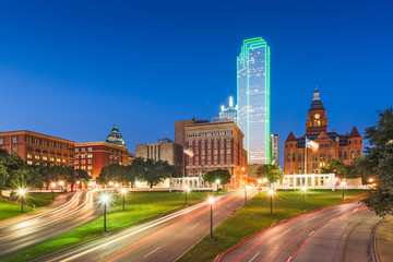 Fototapeta na wymiar Dallas, Texas, USA skyline over Dealey Plaza