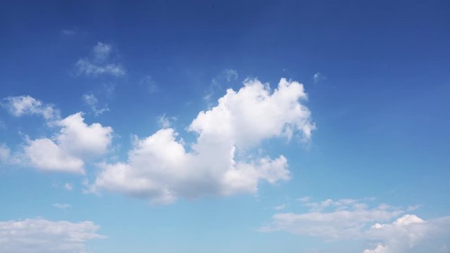 Sunny blue sky, nature white clouds. Cloud movement timelapse, 4k timelapse.