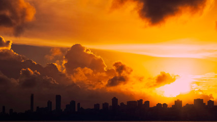 Cloud formation during sunset over Mumbai skyline seen from Marine drive.