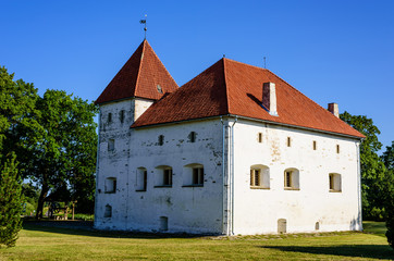 Fototapeta na wymiar Sightseeing of Estonia. Purtse medieval castle is a popular architectural and tourist attraction