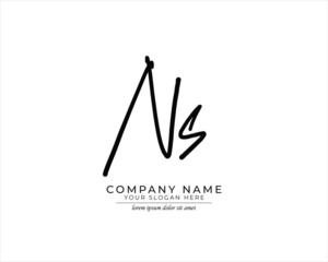 N S NS Initial handwriting logo design. Beautyful design handwritten logo for fashion, team, wedding, luxury logo.