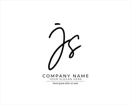 J S JS Initial handwriting logo design. Beautyful design handwritten logo for fashion, team, wedding, luxury logo.