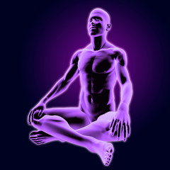 Man Sitting In Meditation, 3D Rendering