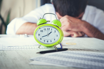 sad man in working desk
