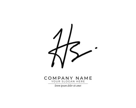 H S HS Initial handwriting logo design. Beautyful design handwritten logo for fashion, team, wedding, luxury logo.