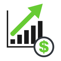 Growing economic symbol, flat modern icon, isolated on white background