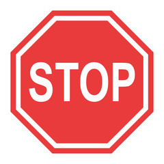 Stop sign, icon STOP vector. Red color singe symbol illustration