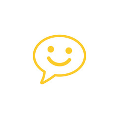 Happy emoticon sign. Smile chat line icon. Speech bubble symbol. Colorful outline concept. Yellow thin line smile chat icon. Vector