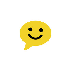 Happy emoticon sign. Smile chat line icon. Speech bubble symbol. Colorful outline concept. Yellow thin line smile chat icon. Vector