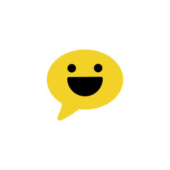 Happy emoticon sign. Smile chat line icon. Speech bubble symbol. Colorful outline concept. Yellow thin line smile chat icon. Vector