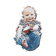 Vector illustration of a baby playing with its legs