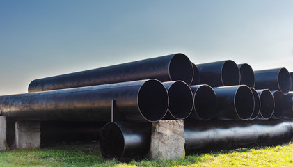 Images of natural gas transportation equipment, including large diameter and high pressure pipes,...