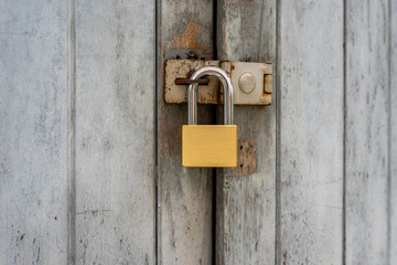 Close up old lock on the door
