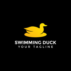 Swimming Duck, Goose, Swan Logo Design Template