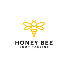 Fototapeta na wymiar Honey Bee Line Logo Design Template