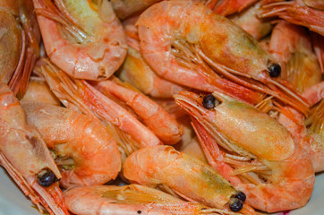 delicious boiled shrimp served on a dish