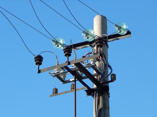 Electric pole with wires. Photo 