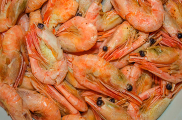 delicious boiled shrimp served on a dish
