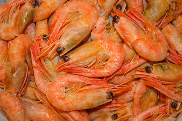 delicious boiled shrimp served on a dish