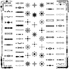 Obraz premium Zestaw dekoracyjne przekładki, obramowania, wiruje, dzielenie i zwoje na białym tle. Ilustracja wektorowa do projektowania.