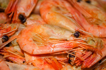 delicious boiled shrimp served on a dish