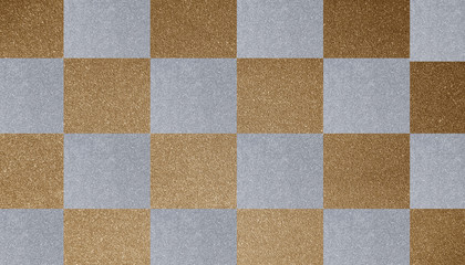 Gold and gray color concrete wall a chess cell. wall background for texture