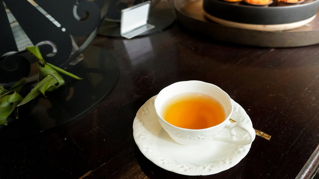 Tea time. Cup of tea on a beautifully decorated table. ( Bangkok ,Thailand) 