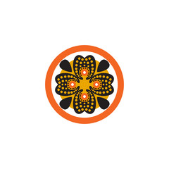 Aboriginal art dots painting icon logo design vector template