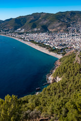 Obraz premium Alanya, aerial view panoramic photo of Alanya City in Turkey