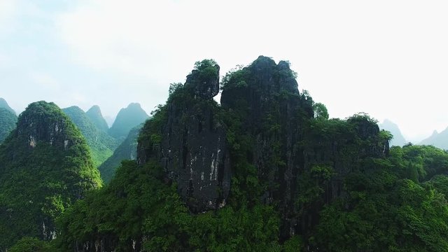 Aerial view of Guangxi karst landforms