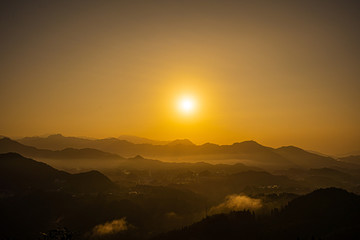 Fototapeta premium sunrise in mountains, Takachiho, Miyazaki