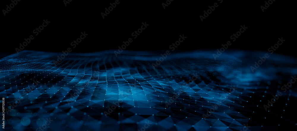 Leinwandbilder Embossed mesh representing internet connections in cloud computing. 3d image and dot link.