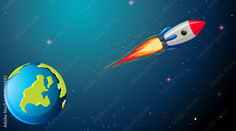 Canvas Prints rocket in space scene