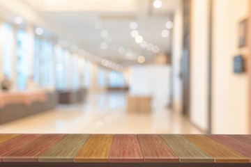 wooden  shelves with view blurred backdrop.you can used for display products. or add your own text on space.