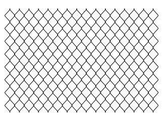 Segment of a metal mesh fence. Chain link fence texture. Vector illustration image. Isolated on white background. - obrazy, fototapety, plakaty